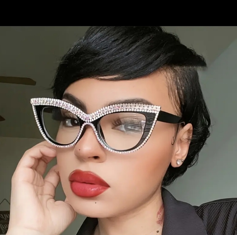 NEW ELEGANT RHINESTONES CAT EYE READING GLASSES~ Color: BLACK~ Lense Range: 2.50